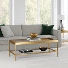 Hudson&Canal - Table basse rectangulaire Alexis (45 po de largeur) - Laiton-Une finition en laiton doré fabriquée à la main est appliquée sur le cadre en acier