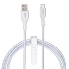 Staples - TECH Câble de chargement USB-C vers USB-A - 3,3 pi - blanc-Câble tressé durable et anti-enchevêtrement testé pour résister à jusqu’à 5 000 torsions