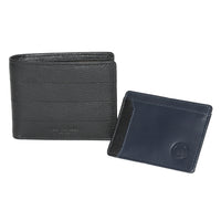 Club Rochelier - Portefeuille Billfold pour hommes avec porte-cartes amovible - Combo noir/bleu marine-8 emplacements pour cartes de crédit