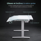 MotionGrey - Bureau debout électrique réglable Ultra  avec plateau inclinable - 55,1 po - Blanc-Fonction de verrouillage pour enfant protégeant les commandes, avec fini blanc pour un poste de travail épuré
