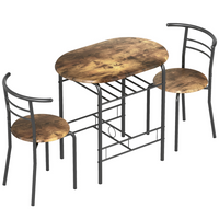 HOMCOM - ensemble de salle à manger 3 pièces 31,5 po avec étagère de rangement - brun rustique-Ensemble de table à manger pour 2 personnes comprenant une table et deux chaises