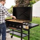 Blackstone - Plaque chauffante Original Omnivore 36 po avec couvercle-Tablette extensible offrant une surface de préparation supplémentaire