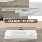 ShoppingAll - Plateau à clavier réglable sous le bureau avec tiroir coulissant de 25 po L x 9,8 po P - Blanc-Inclinaison et pivotement personnalisables : Inclinez le plateau de +6° à -22° et faites-le pivoter à 180° pour un confort optimal