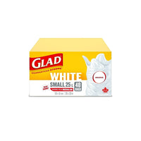 Glad à nœud facile - Petits sacs à ordures blancs non parfumés - 25 L - Paquet de  48-SACS À ORDURES BLANCS: Boîte de 48 petits sacs à ordures de Glad d’une capacité de 25 L.
