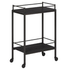 Hudson&Canal - Chariot-bar Barnes 23,5" de largeur - Grain noir-Un design contemporain moderne pour votre cuisine, votre bureau, votre espace de divertissement et plus encore