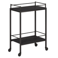 Hudson&Canal - Chariot-bar Barnes 23,5" de largeur - Grain noir-Un design contemporain moderne pour votre cuisine, votre bureau, votre espace de divertissement et plus encore