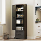 HOMCOM - Armoire de cuisine style ferme 71 po - noir-Portes de grange classiques et poignées vintage ajoutent un charme campagnard intemporel 