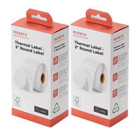 MUNBYN - Étiquette thermique circulaire - 2" - Blanc - 750 feuilles/rouleau - 2 rouleaux/paquet - Paquet de 2-Taille : 2" x 2" (50,8 x 50,8 mm), 750 étiquettes/rouleau.