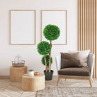 HOMCOM - Topiaire buis trois boules 3,6 pi pour intérieur extérieur - vert-Mousse en PE et terreau en ciment inclus pour lester l’ensemble 