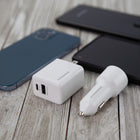 HyperGear - Chargeur voiture et mural double port USB-A/USB-C 20 W - Blanc-Compatible avec la charge rapide des iPhone et des Android