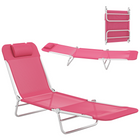 Outsunny - Chaise longue d’extérieur - chaise pliante inclinable réglable - rose-Idéal pour le jardin, le balcon, la piscine, la plage et plus encore