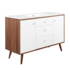 Modway - Transmit Évier simple 48" Vanette de salle de bain - Blanc noyer-Assemblée requise