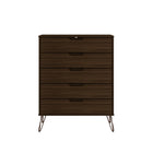 Manhattan Comfort - Rockefeller commode haute et table de chevet style milieu du siècle - marron - ensemble de 2-Parfait pour le rangement ou l’exposition d’objets Kit anti-basculement inclus
