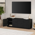 Hudson&Canal - Meuble TV Tullis pour téléviseurs jusqu'à 78" - Grain noir-Dimensions du produit : 15,5" L x 69,63" l x 24" H