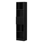 South Shore - Liora - Bibliothèque étroite 5 tablettes - Chêne noir-5 tablettes: chacune des 5 tablettes peut supporter jusqu’à 25 lb. Elles accueilleront parfaitement vos livres, bibelots et autres décorations. 6 configurations sont possibles quant au placement des divisions et au sens d’ouverture des portes.