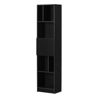 South Shore - Liora - Bibliothèque étroite 5 tablettes - Chêne noir-5 tablettes: chacune des 5 tablettes peut supporter jusqu’à 25 lb. Elles accueilleront parfaitement vos livres, bibelots et autres décorations. 6 configurations sont possibles quant au placement des divisions et au sens d’ouverture des portes.