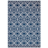 Modway - Frame Treillis marocain de transition Tapis de comédie 8 pi l x 10 pi L - Bleu marocain et ivoire-Tapis de transition marocain en treillis