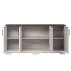 Prepac - Table console Rustic Ridge 4 portes 66 po avec rangement, buffet avec étagères - Blanc vieilli-9