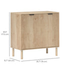 HOMCOM - Buffet de rangement 30,7 po L avec portes et étagère réglable - chêne-Conception anti-basculement pour plus de sécurité 