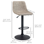 HOMCOM - Tabourets de bar pivotants réglables avec dossier - beige - paquet de 2-Le cadre en acier solide avec revêtement en poudre est robuste et durable, garantissant une longue durée de vie 
