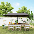 Outsunny - Parasol de patio double face avec double auvent - 15 pi - gris-Résistance et durabilité supérieures grâce au mât en acier résistant à la rouille et aux 12 baleines en acier