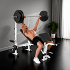 Soozier - Banc de musculation réglable avec support à squat, blanc-Banc réglable à 3 positions pour des exercices à plat ou inclinés 