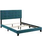 Modway - Amira Performance Velvet Lit plein, Bleu de mer-Cadre de lit avec tête de lit