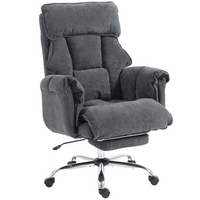 HOMCOM - Fauteuil de bureau exécutif inclinable avec repose-pieds et appui-tête - gris foncé-Le tissu en flanelle douce type neige assure une assise confortable et agréable pour la peau