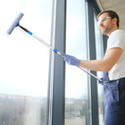 Gritt Commercial - Ensemble professionnel de nettoyage de vitres - Raclette de 14 po - Lave-vitres de 14 po - Perche télescopique de 6 pi - Lot de 2-Longueur maximale du manche : 6 pi