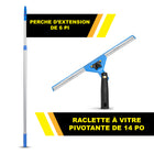 Gritt Commercial - Ensemble de nettoyage de vitres - Raclette pivotante de 14 po pour fenêtres - Perche télescopique de 6 pi-Les outils se fixent facilement au manche télescopique inclus de 6 pi