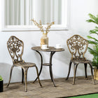Outsunny - Ensemble bistro de jardin 3 pièces avec trou pour parasol, bronze-La table comporte un trou central pour le parasol afin de garder le soleil loin des yeux et du corps 