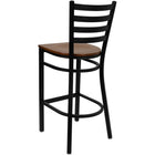 Flash Furniture – Tabouret de bar pour restaurant HERCULES en métal, dossier à traverses horizontales noires, assise en cerisier-Siège en bois fini cerisier
