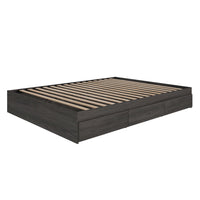 Nexera - Lit double 3 tiroirs, Gris écorce-3 tiroirs montés sur des glissières métalliques peuvent être installés à gauche ou à droite du lit, à votre convenance