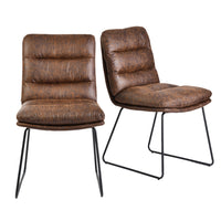 Chaises de salle de réunion rembourrées Homy Casa - - Lot de 2, simili-cuir suédé brun vieilli-Simili cuir doux et respirant : Garantit un confort durable.