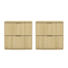 Manhattan Comfort - Table de nuit Clive 22" style mid-century moderne à 2 tiroirs - Naturel et doré-Garantie limitée du fabricant de 30 jours
