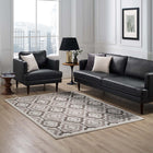 Modway - Kalinda Treillis rustiques vintage marocains Tapis de 5 pi l x 8 pi L - Brun, beige et ivoire-Tissage serré à poil bas