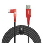 LOGiiX - Piston Connect Câble XL 90 USB-A vers USB-C - Rouge/Noir-Câble tressé USB-A vers USB-C de 3M (*9,84 pi) pour charger et synchroniser les appareils USB-C