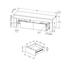 Monarch Specialties - 3548 Meuble Tv - 63 po L/Blanc Lustre Avec Verre Trempe-5