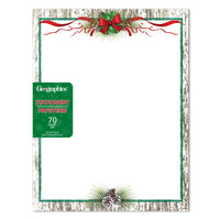 Geographics - Papeterie à Bordure Pommes de Pin et Ruban 8,5 po l x 11 po H , 70 Pqt-Compatible avec les imprimantes jet d'encre 