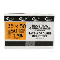 Eco II - Sacs à ordures - 35 po x 50 po - 3MIL - noir - paquet de 50 -35 po x 50 po