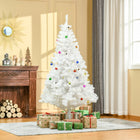 HOMCOM - Arbre de Noël artificiel de 6ft décoration de vacances de Noël - Blanc-Stabilité sûre et rangement facile avec le support métallique pliable stable 