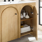 Modway - Appia 36" Vanette de salle de bain - Oak White-Bassin d’évier en céramique blanche