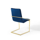 Modway - Pitch Performance Velvet Fauteuil à manger Ensemble de 2 - Marine d’or-Capsules de pied non marquées