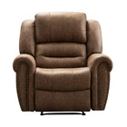 Ebello - Chemika Fauteuil inclinable manuel grand format à rembourrage ultra-doux classique de 40,9 po avec clous décoratifs, couleur brun-Cadre combinant bois massif et bois manufacturé offrant une base robuste