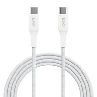 AXS - PROCharge Câble Tressé Premium USB-C vers USB-C (2.4M) - Blanc/Gris-Fabriqué à partir de matériaux recyclés