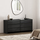 Manhattan Comfort - Linda 72" Moderne Commode Double à 6 Tiroirs - Gris Charbon-Comprend 6 tiroirs spacieux avec extension à 75 %
