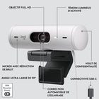 Logitech - Brio 500 Webcam HD avec Expo Auto, Cadrage Auto- Off-white-Champ de vision de 90 degres : Un CdV plus large que normal offre plus d'espace pour se deplacer ou avoir une 2e personne sur la camera, utilisez Logi Tune pour zoomer jusqu'à une largeur de 90 deg