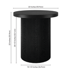 Hudson&Canal - Table d'appoint ronde cannelée Isa de 56 cm de large, finition grain noir-Nettoyer avec un chiffon doux et sec, sans produits chimiques agressifs ni produits de nettoyage abrasifs