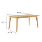 Modway - Juxtapose Rectangle de 63 po Table à manger, Chêne-Finition du placage bois