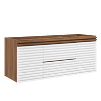 Modway - Render 48" Armoire de lavabo compatible avec un seul lavabo (non inclus) - Noyer blanc-Vanité moderne du milieu du siècle